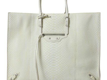 Balenciaga White Yellow Exotic Skin Leather Shopping Tote PAPIER Bag