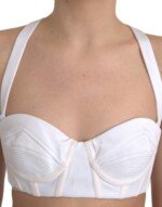 Versace White Viscose Bustier Sleeveless Cropped Top - Image 4