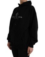 Balenciaga Black Cotton Logo Hooded Pullover Sweatshirt Sweater - Image 3