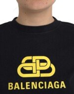 Balenciaga Black Cotton Logo Print Crew Neck Short Sleeves T-shirt - Image 4