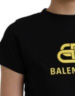 Balenciaga Black Cotton Logo Print Crew Neck Short Sleeves T-shirt - Image 5