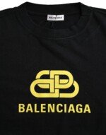 Balenciaga Black Cotton Logo Print Crew Neck Short Sleeves T-shirt - Image 6