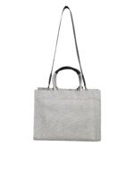 Versace White Top Handle Canvas Leather Logo Crossbody Tote Bag - Image 3