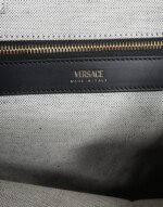 Versace White Top Handle Canvas Leather Logo Crossbody Tote Bag - Image 4