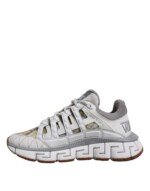 Versace White Trigreca Barocco Print Low Top Sneakers Shoes - Image 5