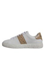 Versace White Brown Greca Print TPU Low Top Men Sneakers Shoes - Image 5