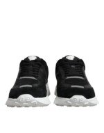 Versace Black Canvas Quad Fabric Medusa Low Top Sneaker Shoes - Image 2