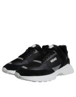 Versace Black Canvas Quad Fabric Medusa Low Top Sneaker Shoes - Image 3
