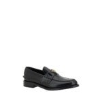 Prada Black Leather Logo Loafers - Image 2