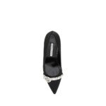 Manolo Blahnik Black Asapump Satin Pumps - Image 4