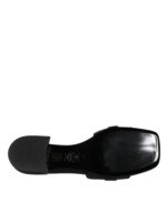 Versace Black Leather Logo Plaque Slip On Slides Flats Shoes - Image 8
