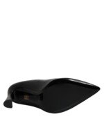 Versace Black Leather Logo Plaque High Heels Pumps Shoes - Image 6