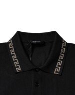 Versace Black Viscose Collared Polo Short Sleeves T-shirt - Image 6