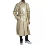 Bottega Veneta Beige Lambskin Leather Trench Coat Jacket - Image 3