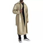 Bottega Veneta Beige Lambskin Leather Trench Coat Jacket - Image 4