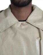 Bottega Veneta Beige Lambskin Leather Trench Coat Jacket - Image 8