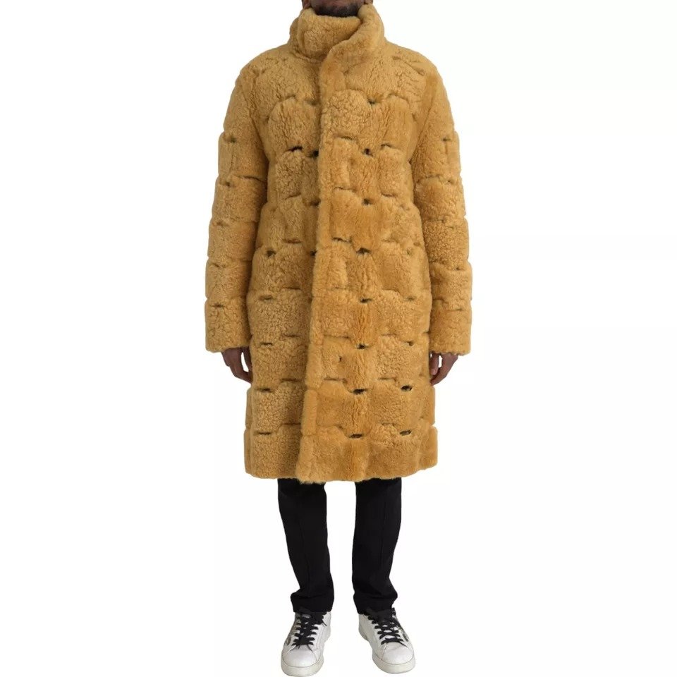 5413335.jpeg Bottega Veneta Yellow Wool Long Teddy Coat Jacket - Image 1