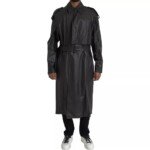 Bottega Veneta Black Leather Men Waterproof Trenchcoat Jacket - Image 3