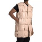 Bottega Veneta Beige Quilted Sleeveless Calf Leather Jacket - Image 4