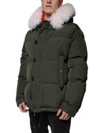 Dsquared² Green Hooded Long Sleeves Fur Shearling Jacket - Image 3