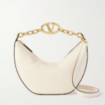 Valentino Garavani Ivory Leather Small Hobo Vlogo Shoulder Bag