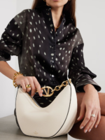 Valentino Garavani Ivory Leather Small Hobo Vlogo Shoulder Bag - Image 6
