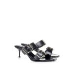 Alexander McQueen Black Leather Stiletto Heel Sandals - Image 5