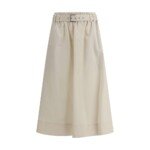 Brunello Cucinelli Cream Wide Long Skirt