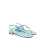 Miu Miu Blue Patent Leather Flip-Flop Sandals - Image 2