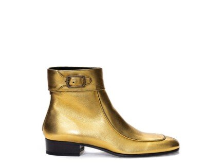 Saint Laurent Gold Leather Ankle Boots