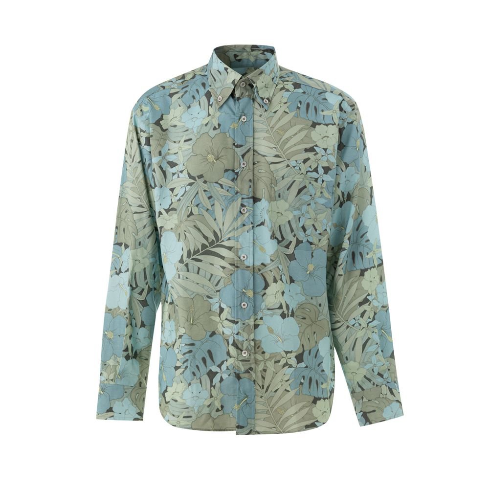 6848999.jpeg Tom Ford Blue Lyocell Pattern Shirt - Image 1