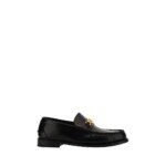 Versace Black Calf Leather Bos Taurus Slip-On Loafers