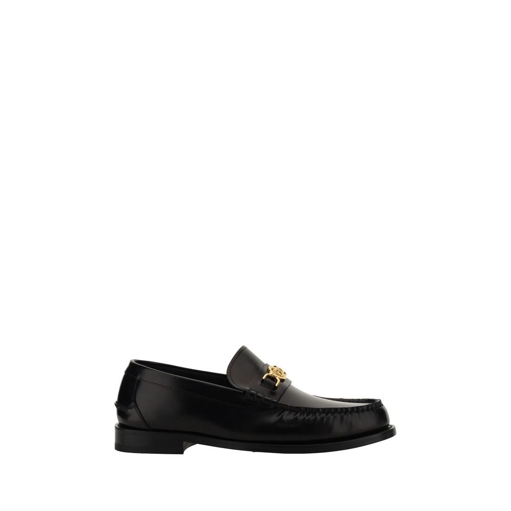 7595480.jpeg Versace Black Calf Leather Bos Taurus Slip-On Loafers - Image 1