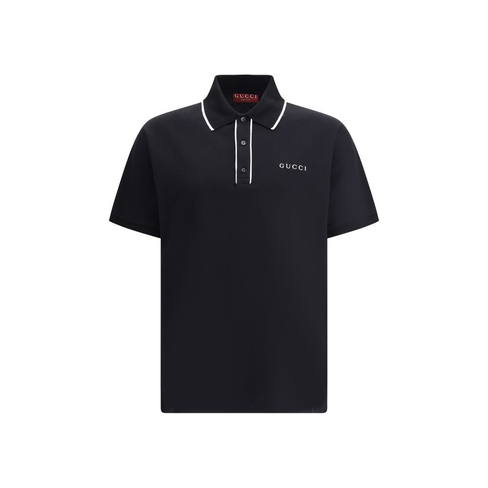 7685844.jpeg Gucci Black Cotton Polo Shirt - Image 1