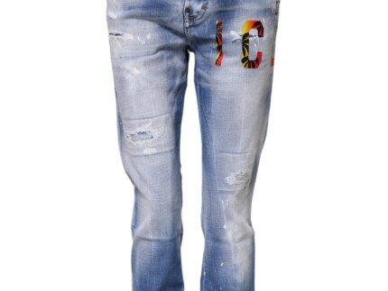 Dsquared² Blue Washed Cotton Mid Waist Skinny Denim Jeans