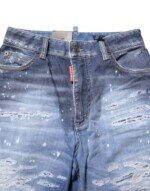 Dsquared² Blue Tattered Cotton Mid Waist Straight Denim Jeans - Image 4