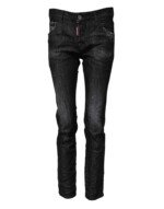 Dsquared² Black Washed Cotton Mid Waist Skinny Jeans - Image 2