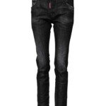 Dsquared² Black Washed Cotton Mid Waist Skinny Jeans