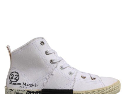 Maison Margiela White Lace Up Mid Top Women Sneakers Shoes