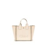 Geantă Chloé Carry Tote Bej din Bumbac