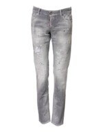 Dsquared² Gray Washed Mid Waist Tapered Denim Jeans - Image 2