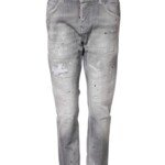 Dsquared² Gray Washed Mid Waist Tapered Jeans