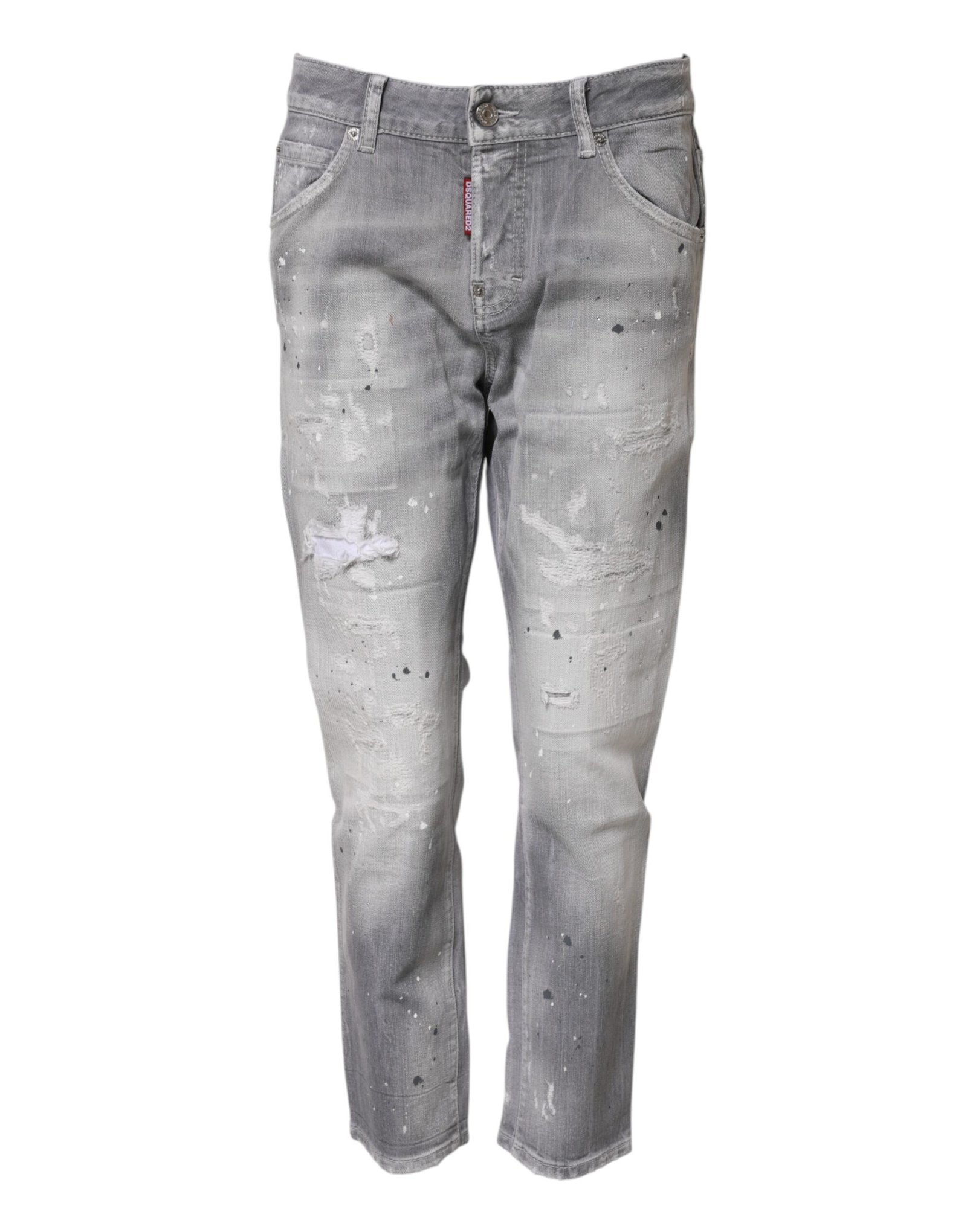 7852132.jpeg Dsquared² Gray Washed Mid Waist Tapered Jeans - Image 1