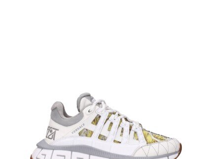 Versace White Leather Athletic Sneakers