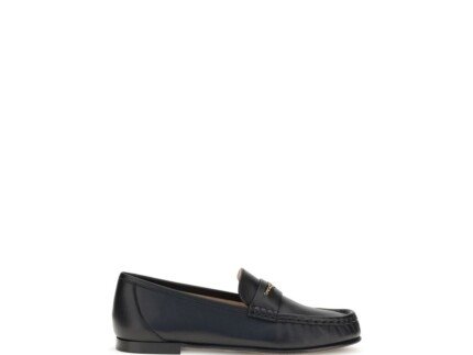 Chloé Black Calf Leather Bos Taurus Slip-On Loafers