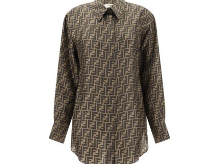 Fendi Brown Silk Pattern Shirt