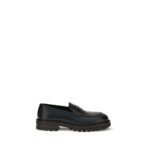 Ferragamo Black Calf Leather Bos Taurus Slip-On Loafers