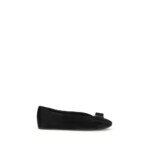 Ferragamo Black Calf Leather Bos Taurus Ballet Flats