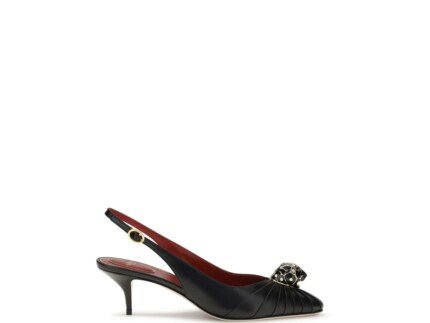 Black Leather High Heel Pumps