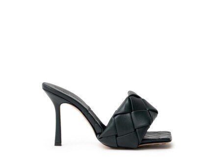 Bottega Veneta Green Leather Stiletto Heel Sandals